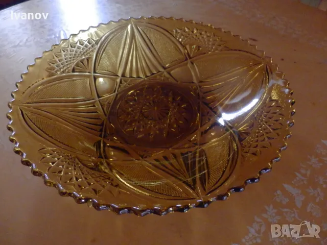 Голяма стъклена фруктиера, снимка 2 - Други - 49698663