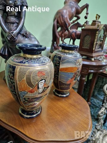 Прекрасен чифт антикварни колекционерски китайски порцеланови вази , снимка 2 - Вази - 45219273