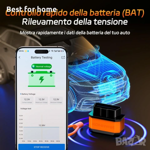 KONNWEI KW905 OBD2 Bluetooth адаптер, снимка 5 - Друга електроника - 53737282