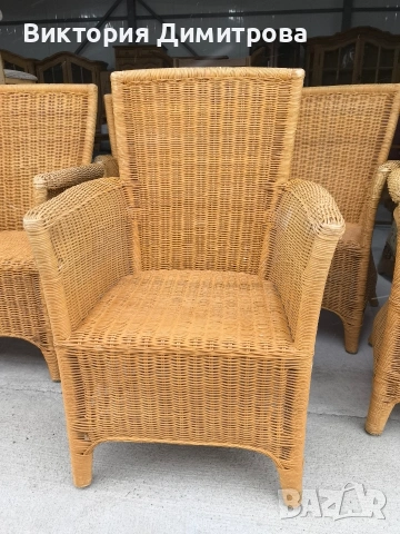 Комплект ратан - 6 броя кресла, снимка 2 - Градински мебели, декорация  - 53586992
