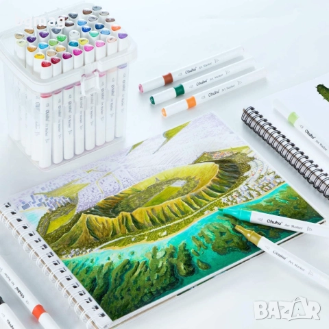 Ohuhu Art Markers Set-перманентни маркери, комплект 48 цвята, снимка 7 - Ученически пособия, канцеларски материали - 52183209
