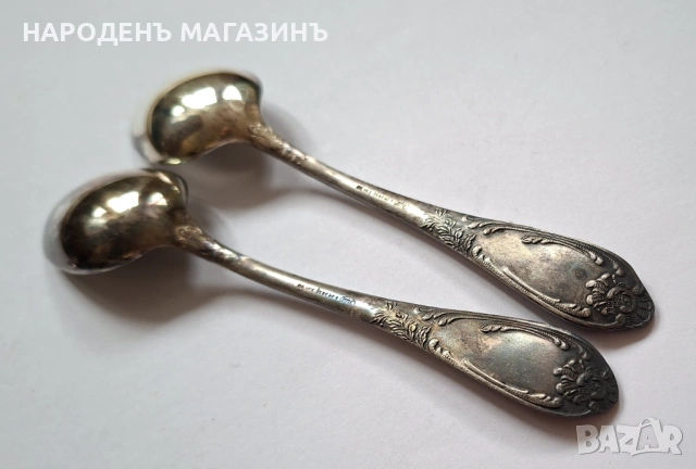 СССР - Сервиз руски посребрени лъжички чай кафе 7 броя мелхиор сребро Луксозни , снимка 14 - Други ценни предмети - 53964601