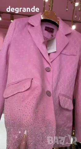  🎀Дамско Сако Gucci с Блестящи Камъчета в Розово, снимка 5 - Сака - 54071560