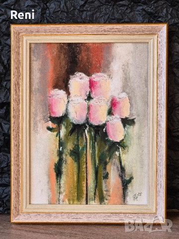 Рози, картина оригинал, пастел