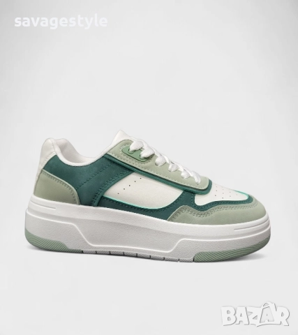 Дамски маратонки с връзки бяло и зелено  , снимка 3 - Маратонки - 52194058