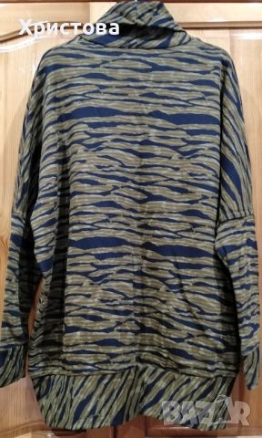 Свободен блузон с поло яка, L/XL, снимка 2 - Блузи с дълъг ръкав и пуловери - 45495622