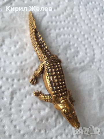 Бронзова фигурка на крокодил малка 52510, снимка 4 - Колекции - 52589527