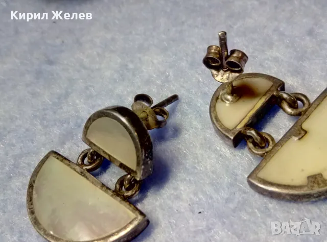 ПРЕЛЕСТНИ ВИНТИДЖ АРТ СЕДЕФЕНИ СРЕБЪРНИ ОБЕЦИ СРЕБРО 925 МАЙСТОРСКА РЪЧНА РАБОТА 49573, снимка 6 - Обеци - 50416498