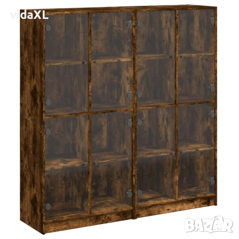 vidaXL Библиотека с врати опушен дъб 136x37x142 см инженерно дърво(SKU:3206521)