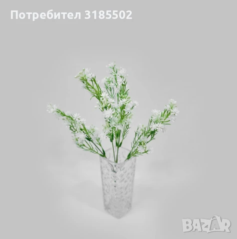Изкуствена аранжировка с миниатюрни бели цветчета – елегантен декоративен акцент, снимка 2 - Изкуствени цветя - 51227846
