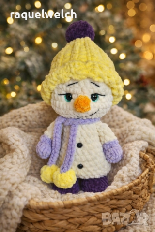 Ръчно Изплтен Снежен Човек "Амигурими", снимка 2 - Плюшени играчки - 52889955
