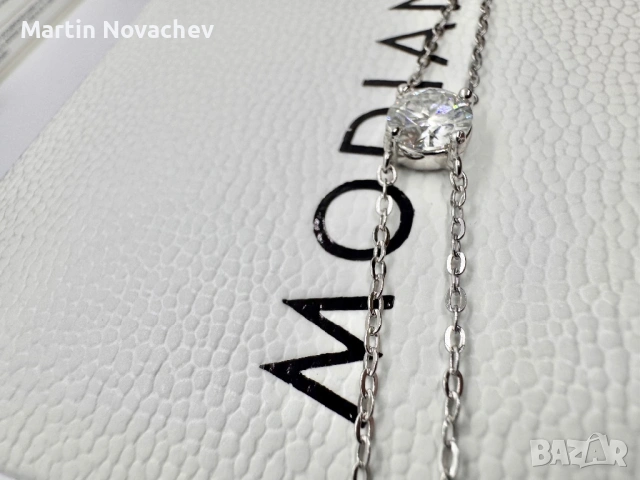 Сребърна гривна с мойсанит (Диамант) 1 карат, снимка 11 - Гривни - 53503039