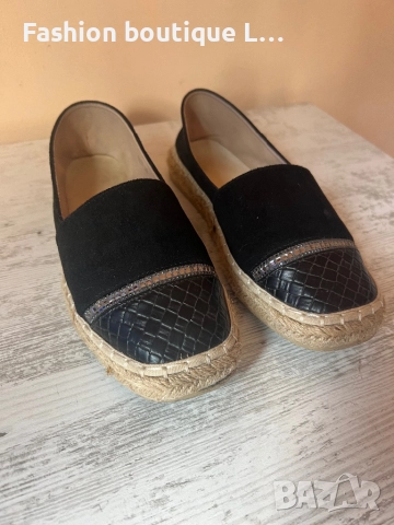 Черни мокасини от велур и кожа с камъчета 39 номер 🖤, снимка 3 - Дамски елегантни обувки - 51893260