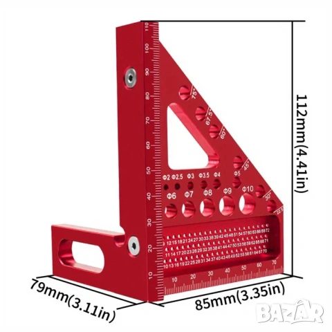 3D Алуминиев ъгъл, триъгълник за дървообработване, снимка 2 - Други инструменти - 53405204
