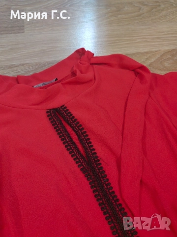 Елегантна червена блуза, снимка 3 - Блузи с дълъг ръкав и пуловери - 52043143