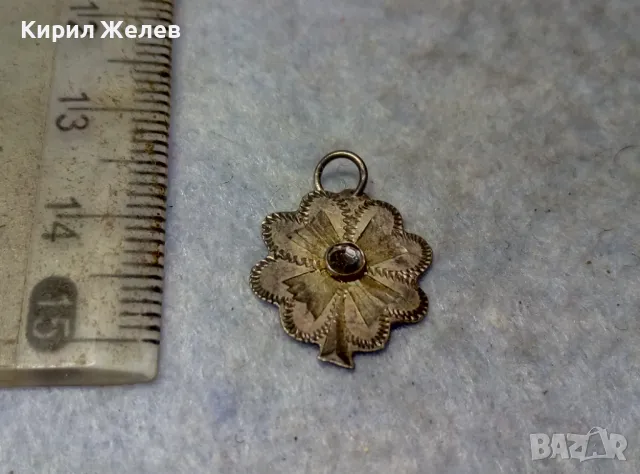РЪЧНО ОРНАМЕНТИРАН АРТ ПЕНДАНТ ЧЕТИРИЛИСТНА ДЕТЕЛИНА СРЕБРО 925 с ФАСЕТИРАНО КРИСТАЛЧЕ 41974, снимка 5 - Колиета, медальони, синджири - 49757607