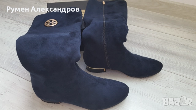 Тъмно сини велурени дамск високи ботуши ELIZA р-р 39, снимка 12 - Дамски ботуши - 52793370