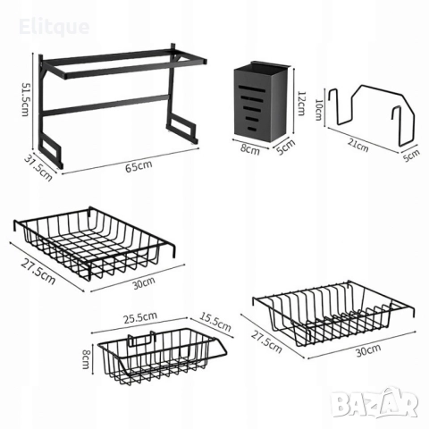 Двуетажен сушилник за съдове с поставка за дъска за рязане, снимка 3 - Други стоки за дома - 52844347