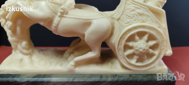 Прекрасна винтидж статуетка - римска колесница, снимка 6 - Антикварни и старинни предмети - 52363164