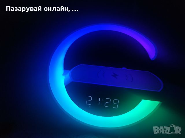 Мини интелигентна нощна лампа с безжично зареждане часовник будилник Bluetooth, снимка 10 - Друга електроника - 45602946