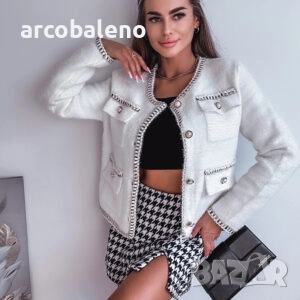 Дамски елегантен пуловер/жилетка в цвят екрю, снимка 9 - Блузи с дълъг ръкав и пуловери - 51910107