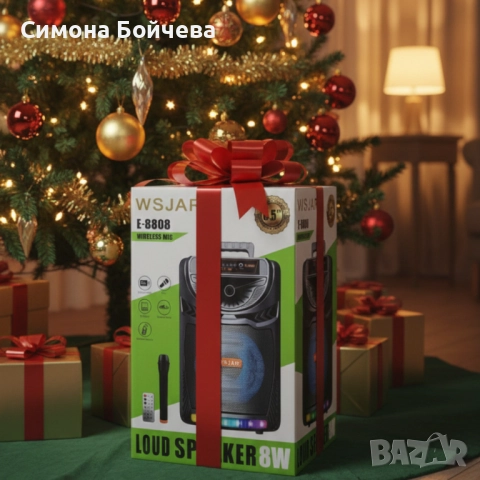 Bluetooth караоке колона с безжичен микрофон – 8,5″ говорител, LED светлини, TWS и FM радио, снимка 2 - Тонколони - 52819387