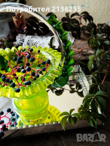 Купа/кошница цветно стъкло , снимка 5 - Антикварни и старинни предмети - 51955787