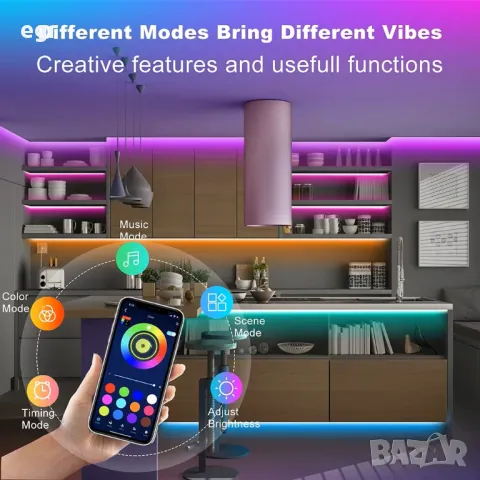 Smart RGB LED Умна блутут диодна лента с дистанционно, снимка 5 - Лед осветление - 49824860