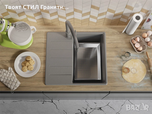 Кухненска Мивка от Гранит Копенхаген 40 Top 550 x 500 мм - Сива, снимка 2 - Други - 37574077