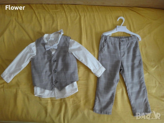 H&M Официален кариран комплект от 4 части, размер 92, за 2 годишно, снимка 2 - Комплекти за бебе - 53259309