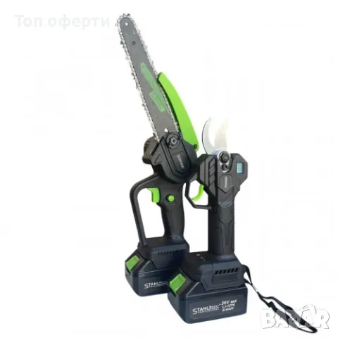 3в1 Акумулаторни Лозарска Ножица с Дисплей и Трион с Омасляване и Телескопичен Прът Безчеткови 36V 8, снимка 3 - Други инструменти - 50004262