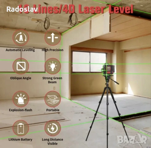 4D лазерен нивелир с 16 линии, снимка 3 - Друга електроника - 53224161