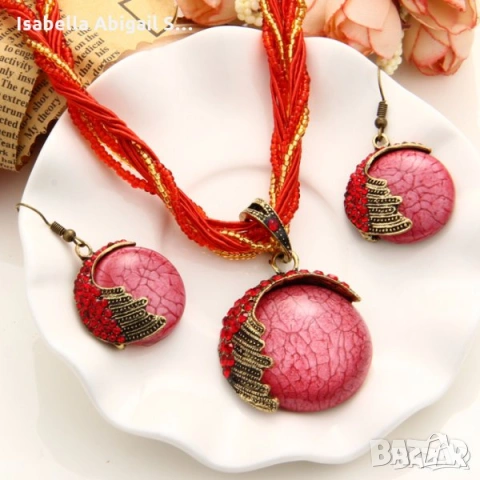 Бижутерийни комплекти, бохемски стил, пръстен, колие, гривна и обеци, снимка 4 - Бижутерийни комплекти - 48549460