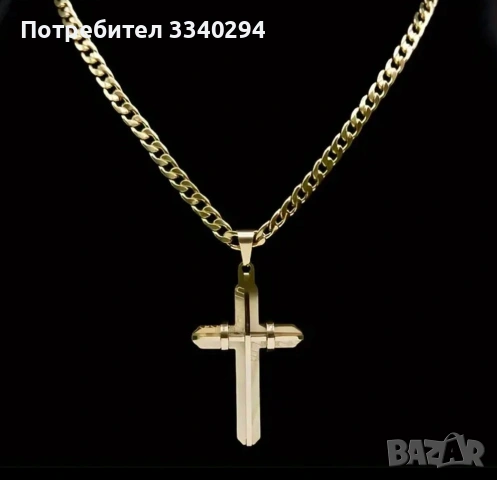 Мъжки ланец с кръст от медицинска стомана, снимка 3 - Колиета, медальони, синджири - 53688484