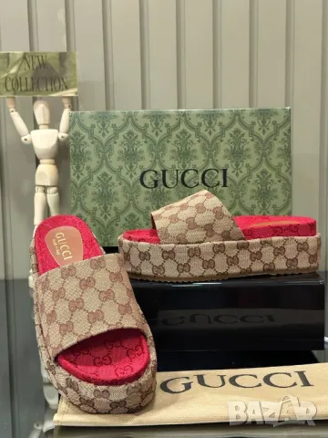 дамски чехли на платформа gucci , снимка 4 - Чехли - 46900373