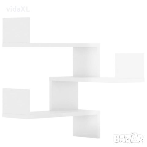 vidaXL Стенни ъглови рафтове, 2 бр, бял гланц, 40x40x50 см, ПДЧ（SKU:807236, снимка 1 - Други - 46262349