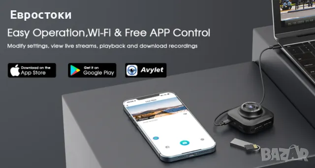 Видеорегистратор AVYLET A2S, предна и задна камера за управление, 4K/1080P, Wi-Fi, APP, IPS екран, снимка 6 - Аксесоари и консумативи - 48464961