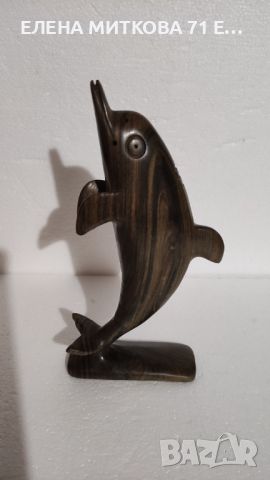 Винтидж дървена статуетка фигура на делфин, снимка 1 - Статуетки - 45846233