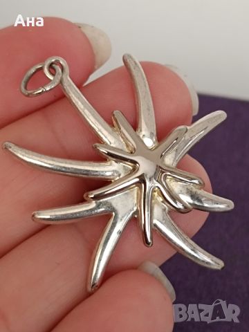 красива сребърна висулка звезда , снимка 3 - Колиета, медальони, синджири - 45455714