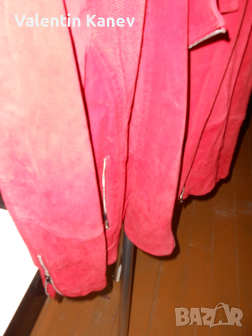 VINTIGE -дамско рокерско яке .велур-червен, снимка 3 - Якета - 53382993