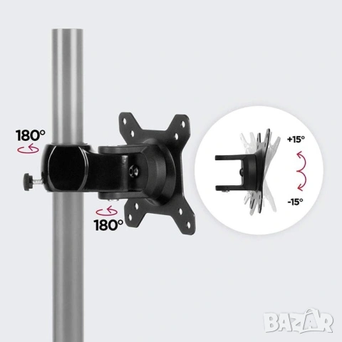 Duronic Heavy Duty Вертикална Стойка за 2 мониторa двойна 1000мм (комплект) за бюро маса, снимка 2 - Други - 53638684