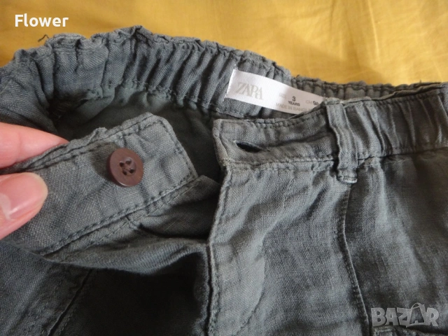 Нов Детски панталон за момче Zara от 100% лен, размер 98, за 3 годишно, снимка 5 - Детски панталони и дънки - 53888152