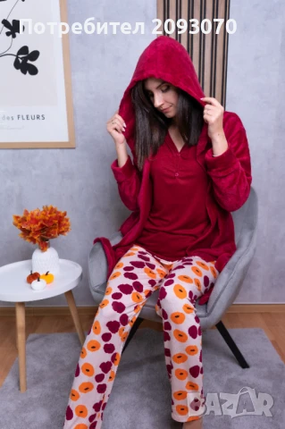 Дамска пижама с плюшен халат ( 3 части), снимка 4 - Пижами - 50970883