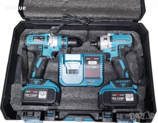 Комплект 2 в 1 Акумулаторен гайковерт и винтоверт 36V 8Ah