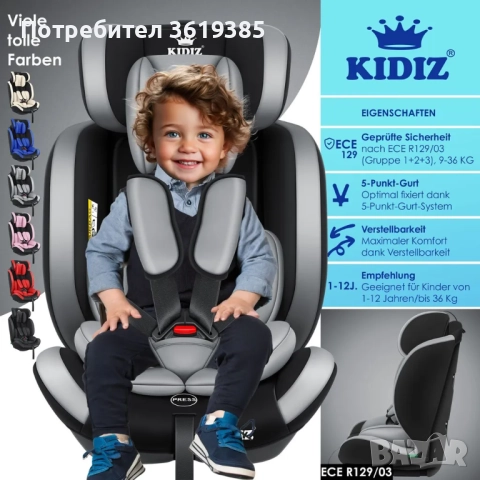 Детско столче за кола, група 1+2+3, 9-36 кг, снимка 2 - Други - 52334323