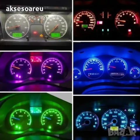 Нова Супер ярка T5 Led крушка 3SMD 3030 светлина Лампа за арматурното табло на кола индикатор, снимка 3 - Аксесоари и консумативи - 50336543