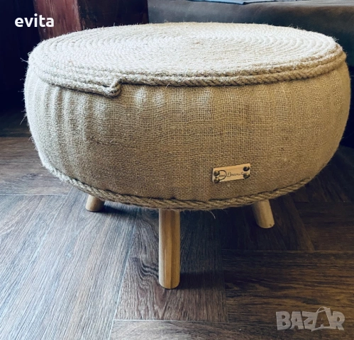 🌿 Ръчно изработена табуретка – артистичен акцент за интериора, снимка 11 - Дивани и мека мебел - 33842705