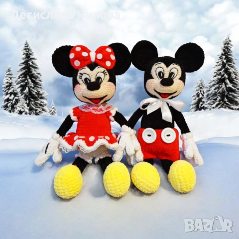 Мики и Мини Маус-45см, ръчна изработка, снимка 17 - Плюшени играчки - 48151712