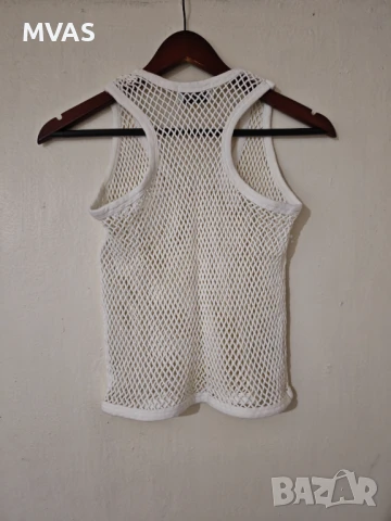 Дамски бял мрежест потник S размер, снимка 2 - Потници - 51068216
