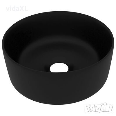 vidaXL Луксозна кръгла мивка, матово черна, 40x15 см, керамика(SKU:147019, снимка 1 - Мивки - 46262127